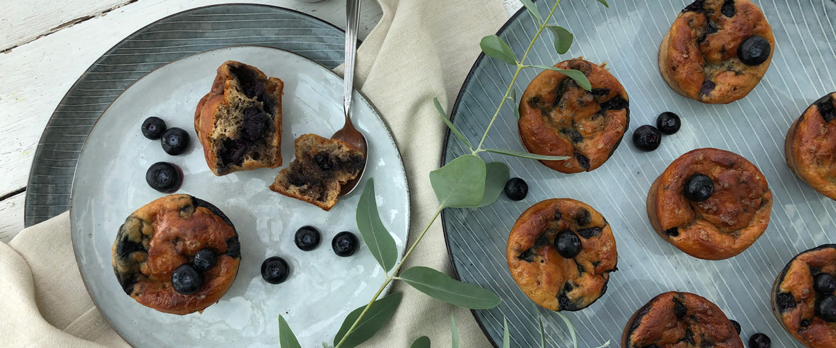 Svampete blåbærmuffins med protein